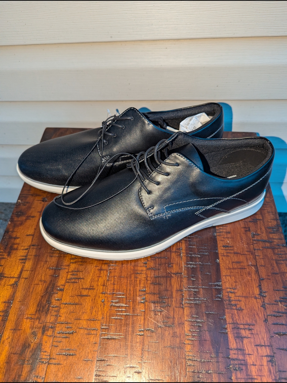 Classic Black Derby Shoes with White Sole